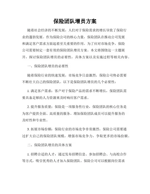 保险团队增员方案