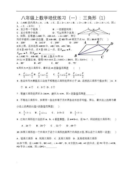 八年级上数学几何培优试题分类解析