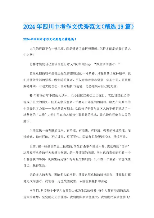 2024年四川中考作文优秀范文(精选19篇)