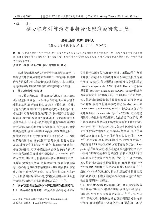 核心稳定训练治疗非特异性腰痛的研究进展
