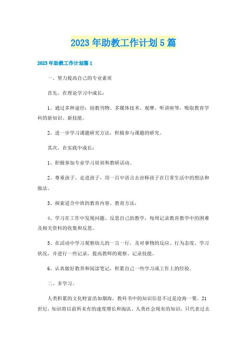 2023年助教工作计划5篇