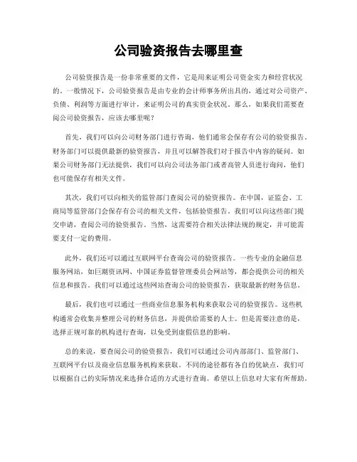 公司验资报告去哪里查