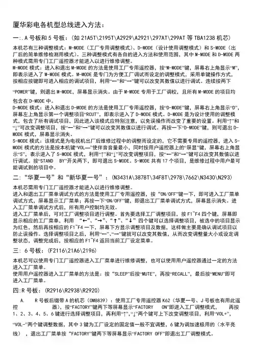 【免费下载】厦华彩电各机型总线进入方法