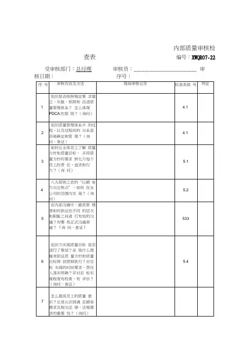 ISO内审员记录表格表格格式(20210109222649)