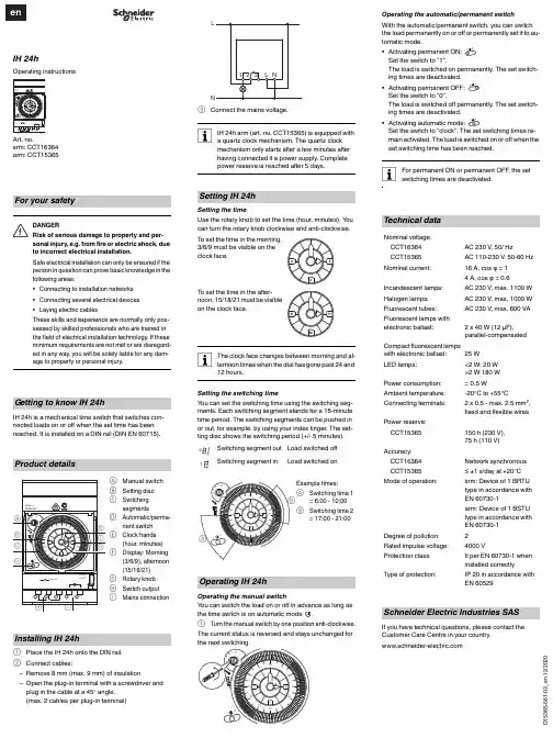 Schneider-Electric IH 24h 时间开关说明书
