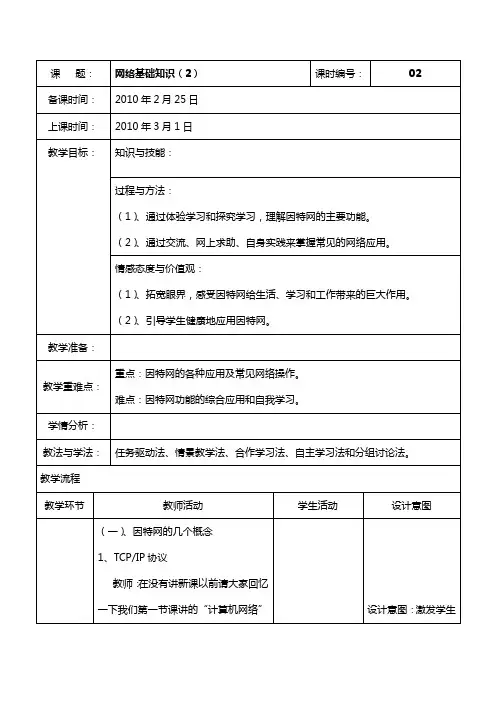 教学设计网络基础知识(2)