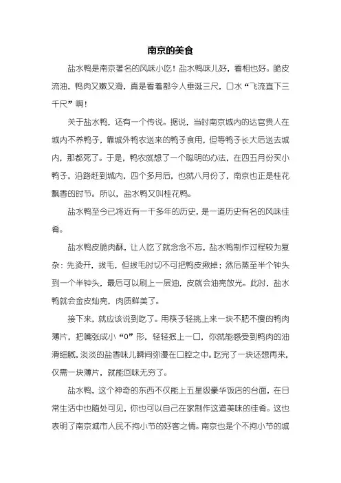 六年级作文：南京的美食作文600字