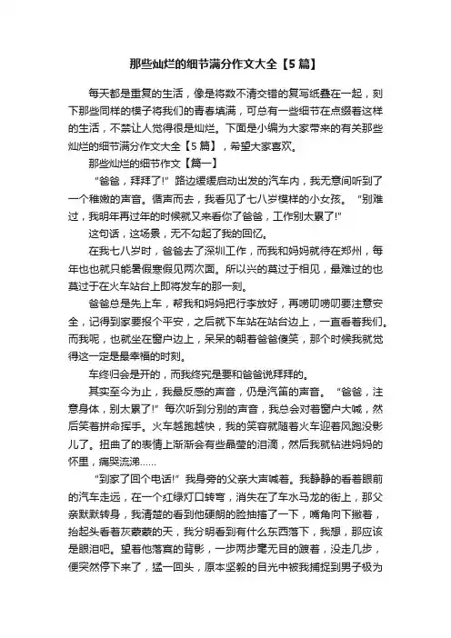 那些灿烂的细节满分作文大全【5篇】