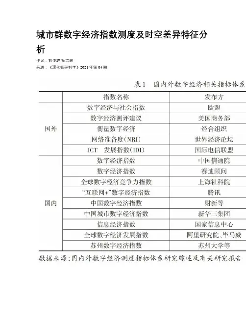 城市群数字经济指数测度及时空差异特征分析