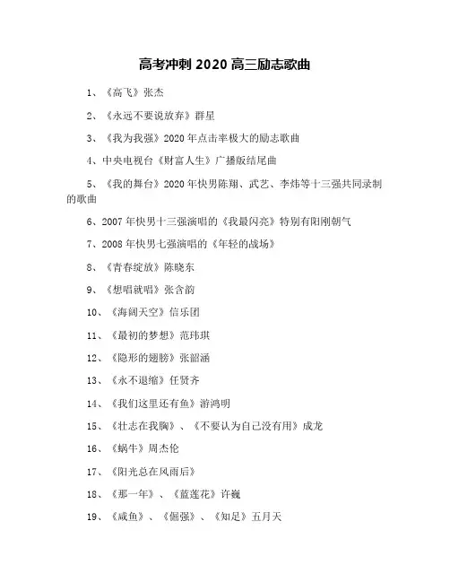 高考冲刺2020高三励志歌曲