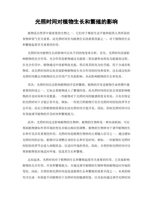 光照时间对植物生长和繁殖的影响