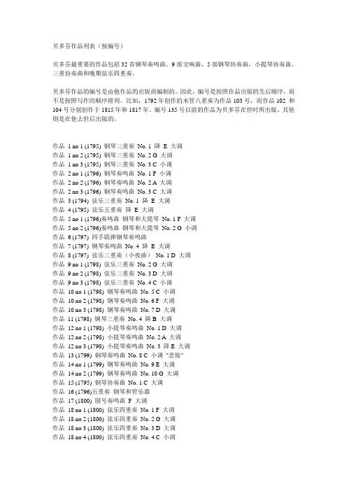 贝多芬作品列表