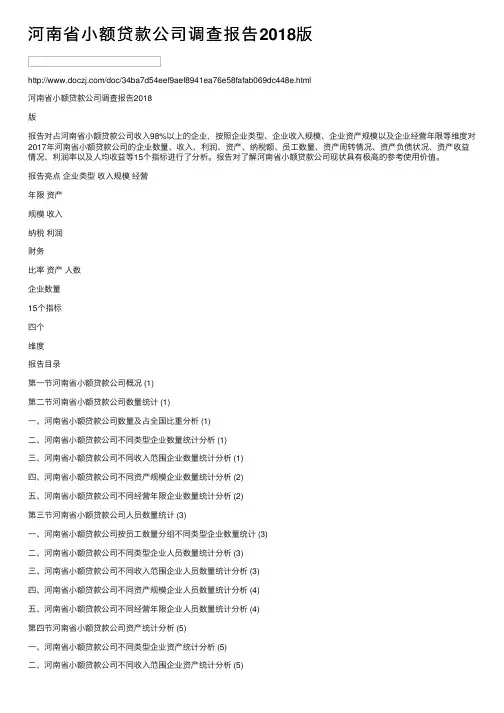 河南省小额贷款公司调查报告2018版