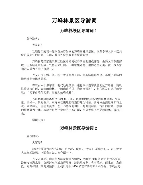 万峰林景区导游词