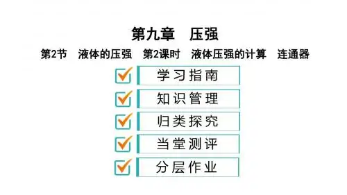 2018-2019八下物理人教版  液体压强的计算 连通器