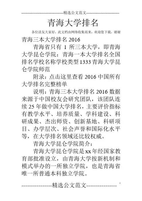 青海大学排名
