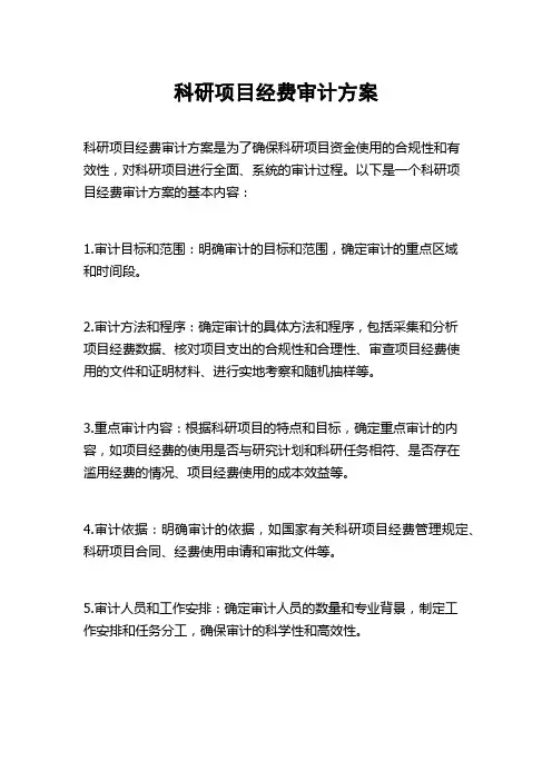 科研项目经费审计方案