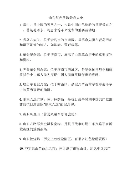山东红色旅游景点大全