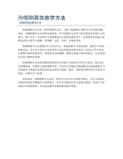 孙维刚高效教学方法