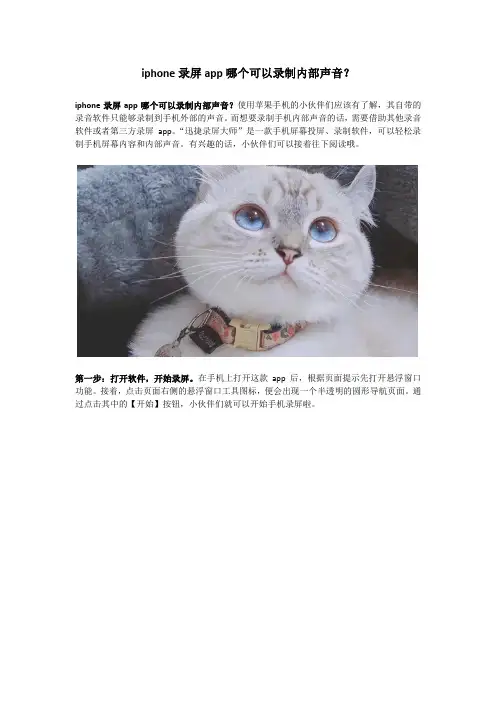 iphone录屏app哪个可以录制内部声音？