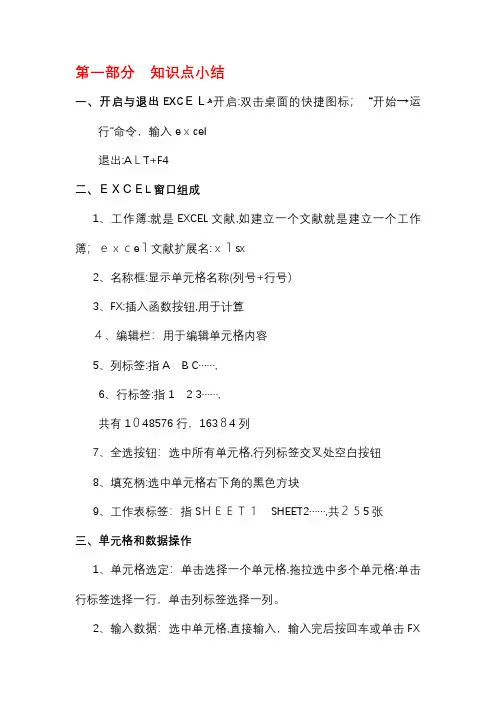 2024年Excel知识点总结