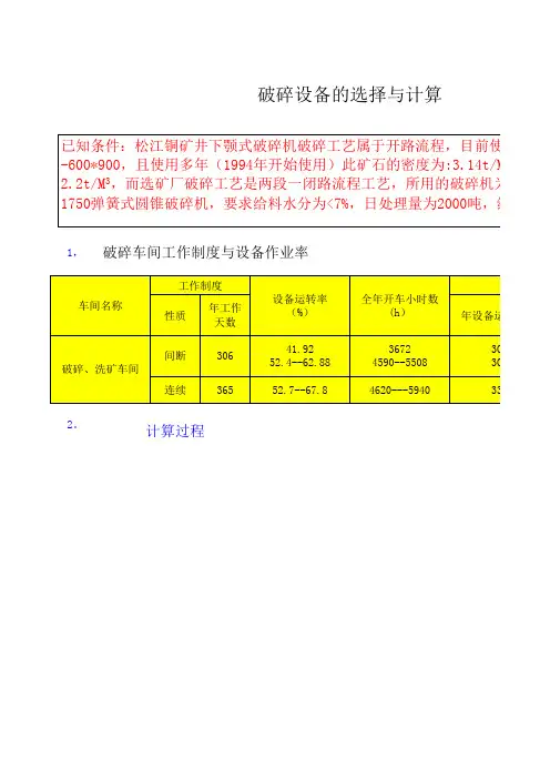 破碎设备的选择与计算