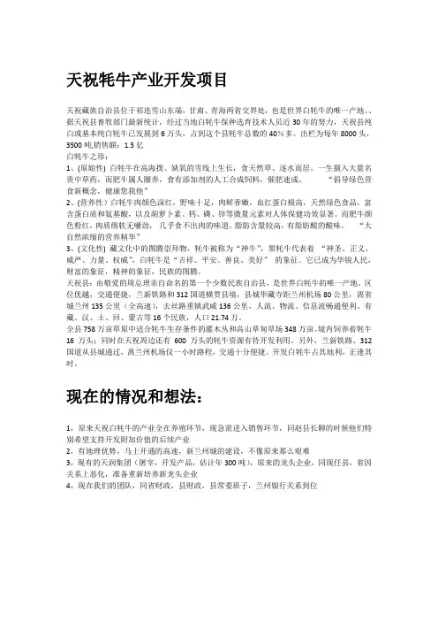 天祝牦牛产业开发项目