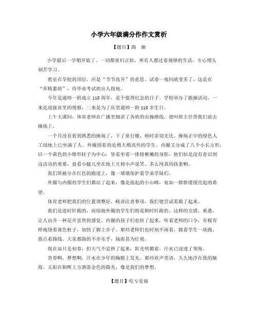 江苏小学六年级满分作文小升初作文 (1)