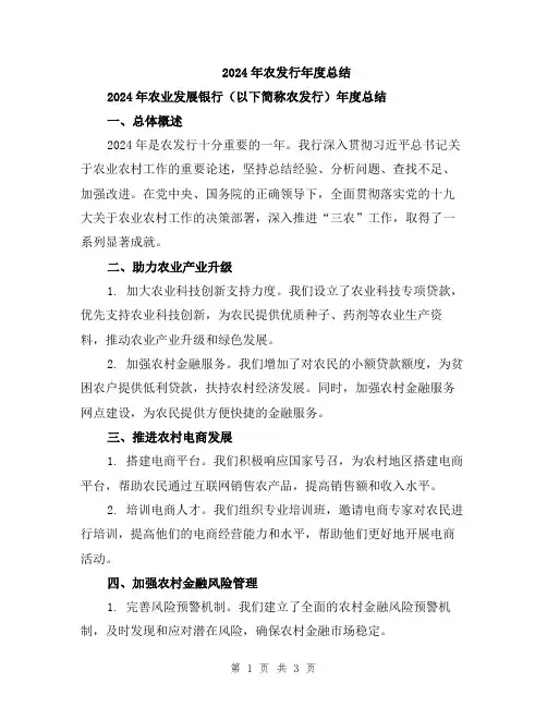 2024年农发行年度总结
