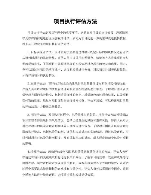 项目执行评估方法