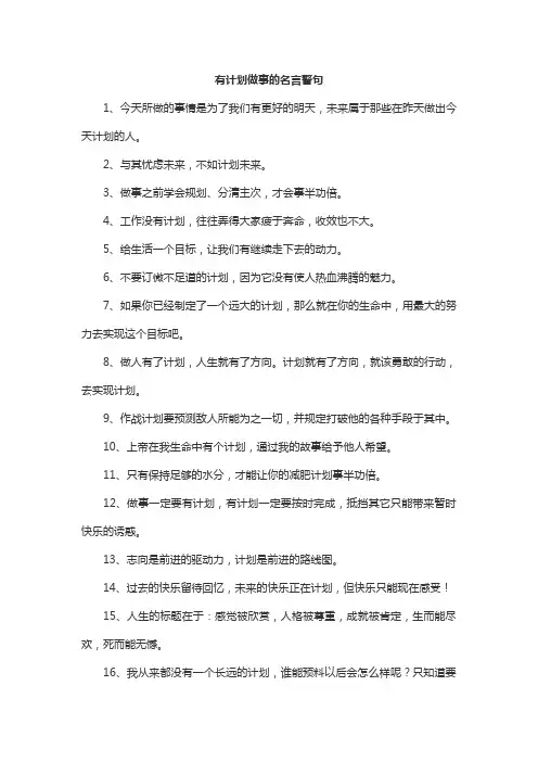 有计划做事的名言警句