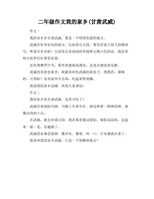 二年级作文我的家乡(甘肃武威)