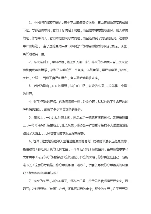 描写冬天唯美的句子,冬天景色的优美短句