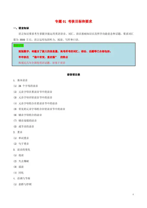 2019年高考英语考试大纲解读专题01考核目标和要求含解析60