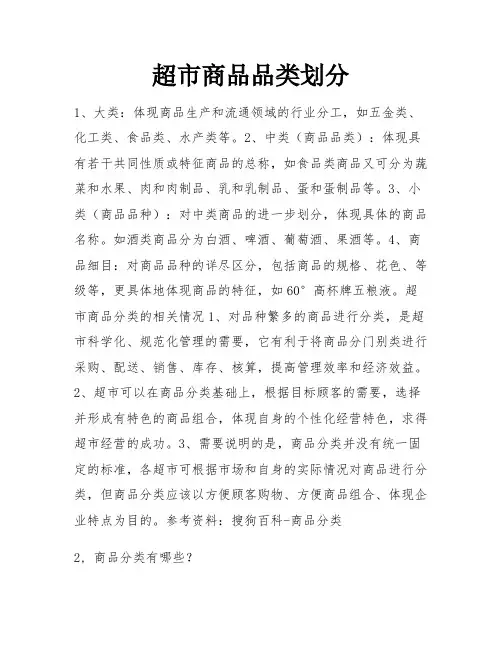 超市商品品类划分