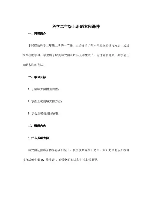 科学二年级上册晒太阳课件