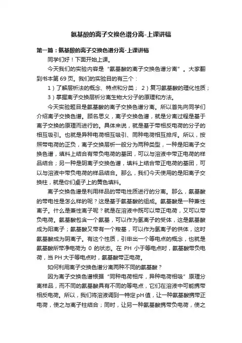氨基酸的离子交换色谱分离-上课讲稿