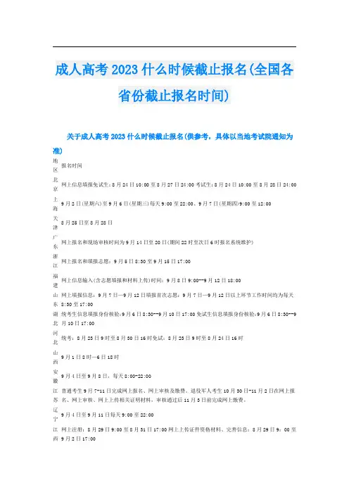 成人高考2023什么时候截止报名(全国各省份截止报名时间)