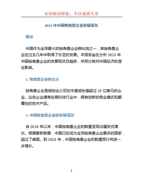 2023年中国独角兽企业发展报告