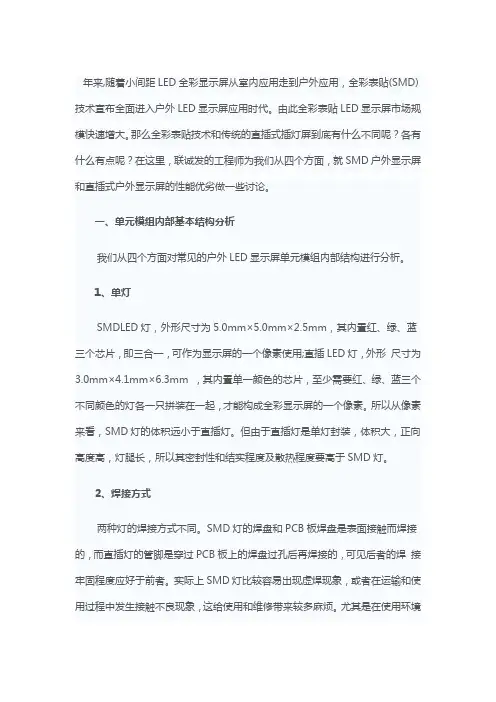 LED户外全彩显示屏表贴和直插性能对比