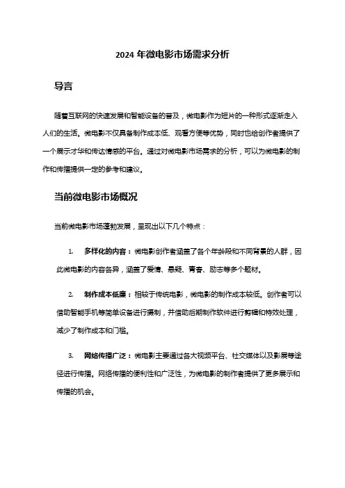 2024年微电影市场需求分析