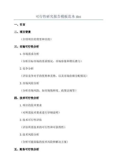 可行性研究报告模板范本doc