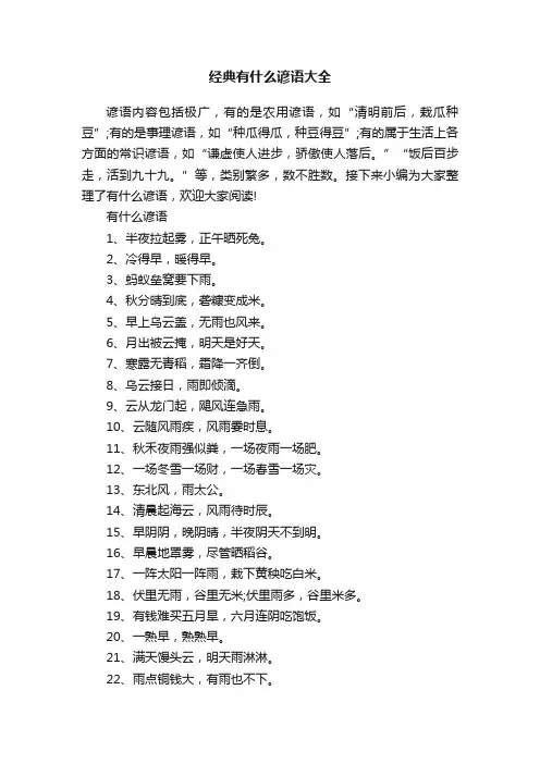 经典有什么谚语大全