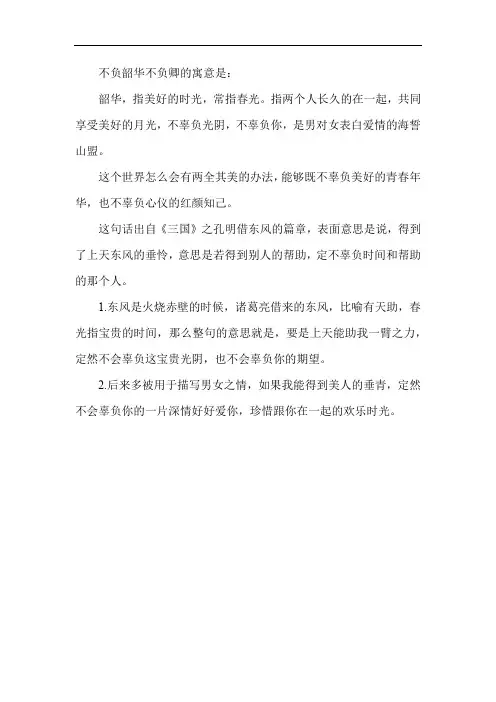 不负韶华不负卿的寓意