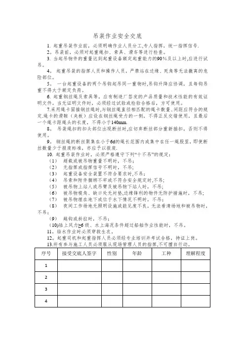 吊装作业安全教育