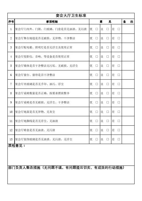 宴会厅卫生检查表