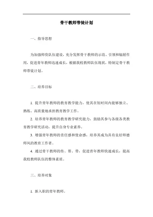 骨干教师带徒计划