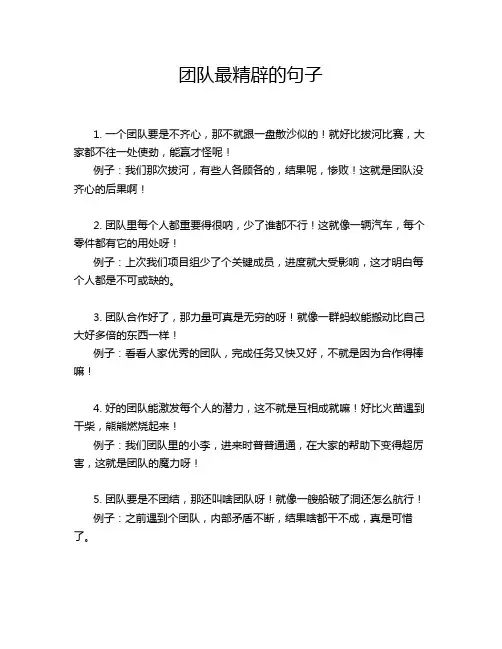 团队最精辟的句子