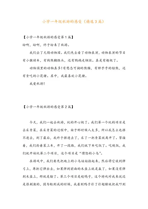小学一年级秋游的感受(精选3篇)