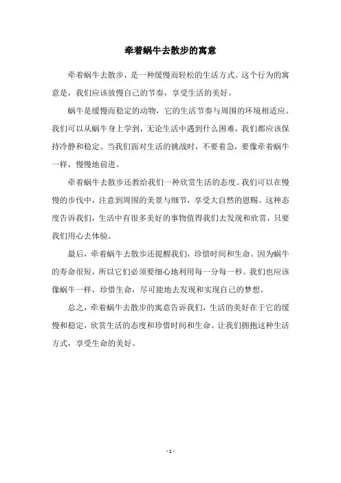 牵着蜗牛去散步的寓意